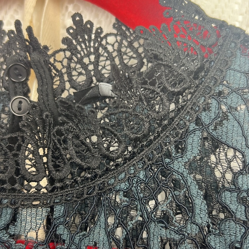 Zara lace dress midi bodycon navy blue sleeveless fitted black label  Sz. L - Picture 7 of 15